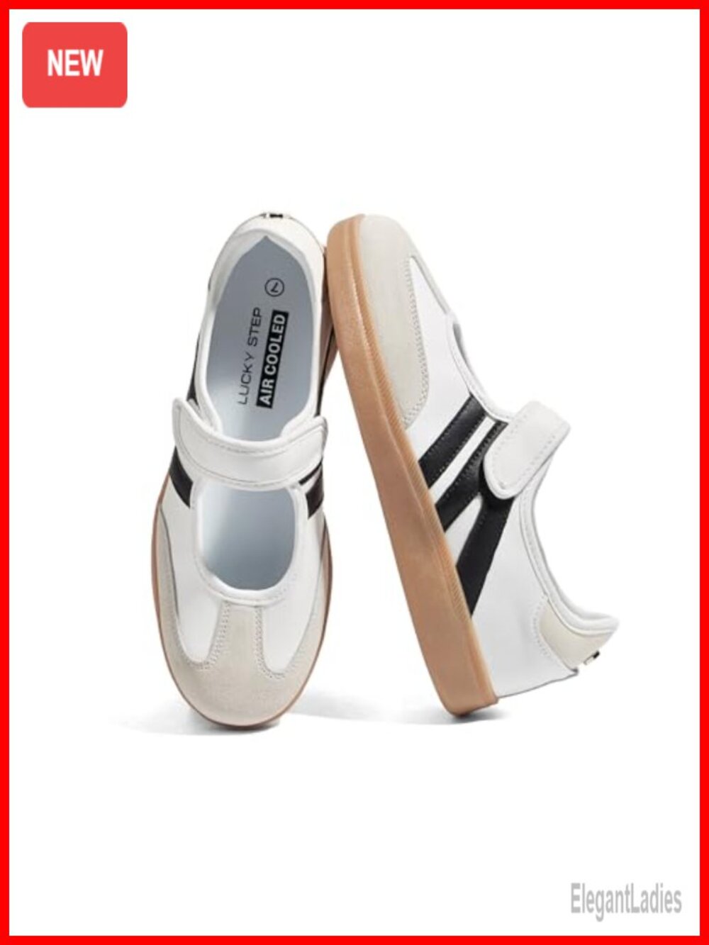 Women's Retro Hook-and-Loop Walking Sneakers Cow Suede